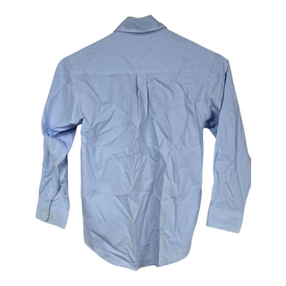 Van Heusen Boys Blue Point Collar Long Sleeve Dress Shirt Formal Wedding Fancy - Picture 3 of 7